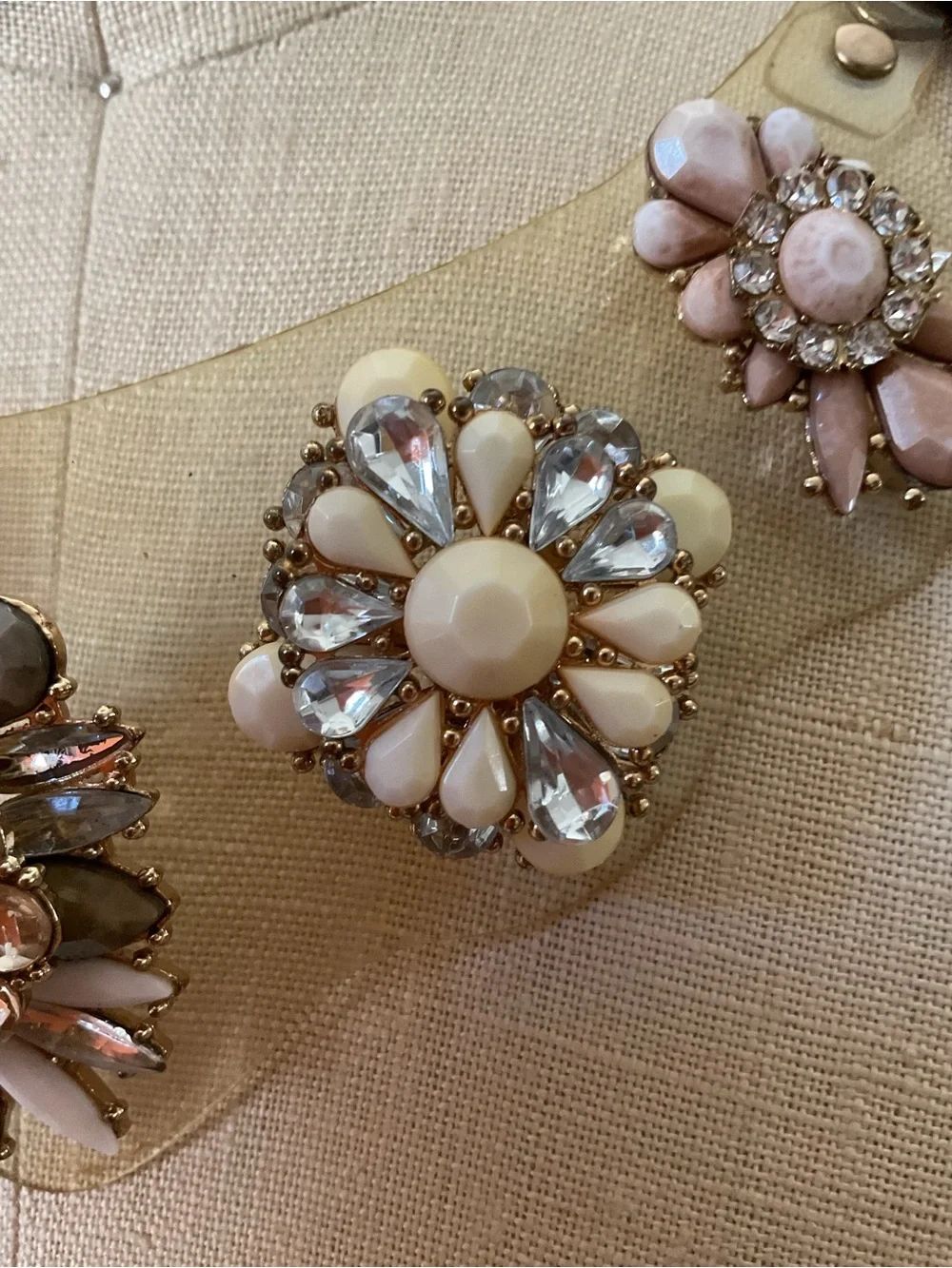 💜💜💜Statement Floral Bib Necklace in Blush and Gold